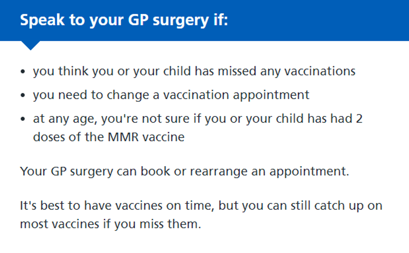 NHS measles advice. Credit: NHS