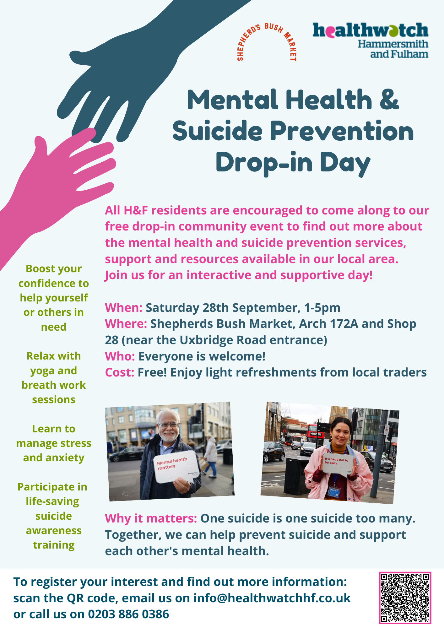 Mental Health & Suicide Prevention Drop-in Day - Hammersmith and Fulham Mental Health & Suicide Prevention Drop-in Day - Hammersmith and Fulham